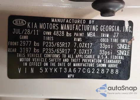 2012 Kia Sorento Lx из США, поврежденный, VIN 5XYKT3A67CG228788